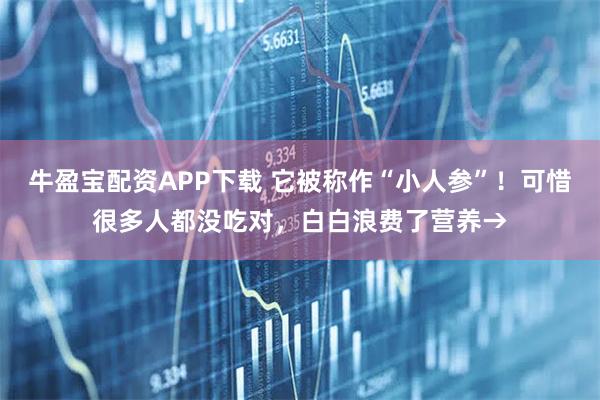 牛盈宝配资APP下载 它被称作“小人参”！可惜很多人都没吃对，白白浪费了营养→